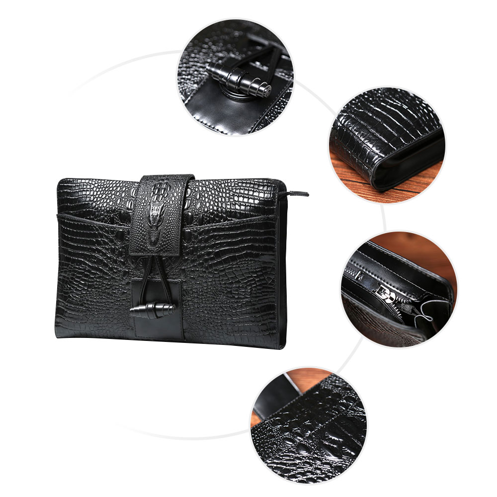 whatna クロコダイル型押し セカンドバッグ メンズ クラッチ バッグ 皮 革 A4 Ipad収納可 手持ちバッグ ビジネス カジュアル フォーマル 結婚式 冠婚葬祭 紳士用 男性用 黒 ブラウン(924) 3