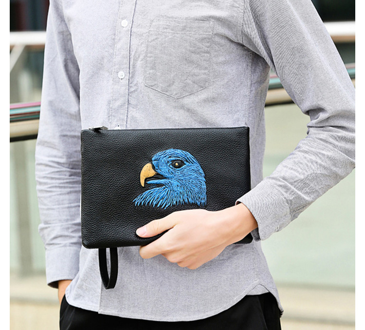 Whatna牛革 2wayセカンドバッグ メンズ バッグ クラッチ バッグ 厚手 本革 手描の立体イラスト ipad 9.7収納可 結婚式 バッグ フォーマル ビジネス冠婚葬祭バッグ 男性用 紳士用 黒 （hs-1074） 15