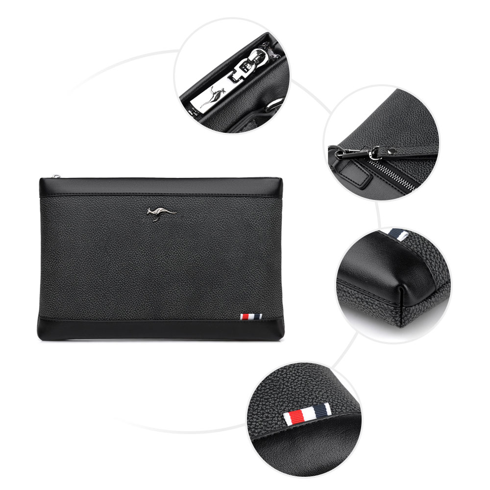 Whatna 2way革 セカンドバッグ メンズ クラッチ バッグ A4 B5 9.7インチのipad収納可 6枚カード収納 小銭入 カジュアル フォーマル 冠婚葬祭 結婚式 バッグ紳士用 男性用 黑（S3090） 5