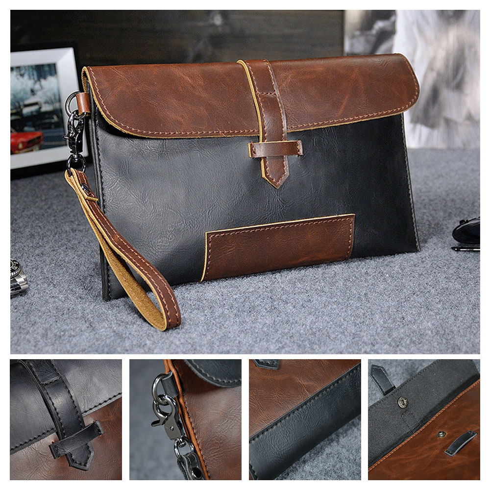 whatna2way革 ミニセカンドバッグ メンズ クラッチ バッグ 小さい ビジネスバッグ 皮 小銭入 ジュアル フォーマル 冠婚葬祭 結婚式 紳士用 男性用 ブラウン 茶色 黒（8117） 4