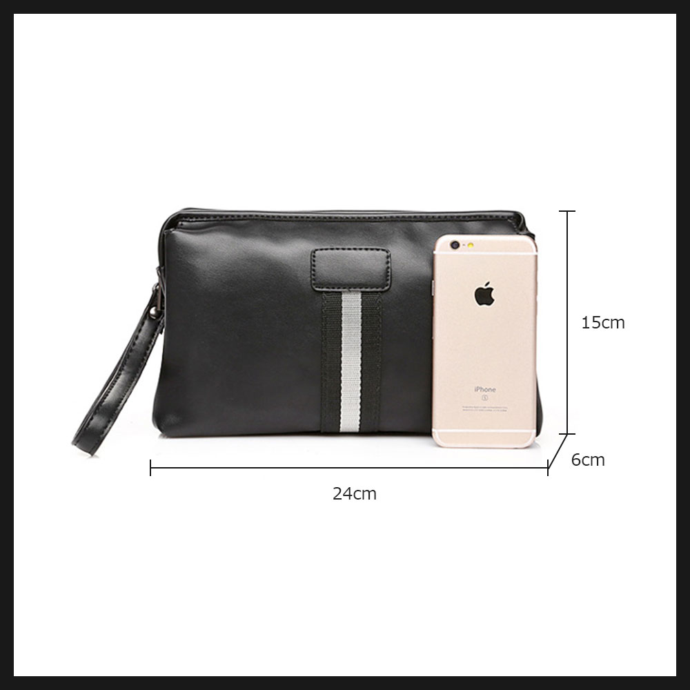 Whatna 2way革 ミニセカンドバッグ メンズ クラッチ バッグ 小さい ビジネスバッグ 皮 3室の仕切 大容量 カジュアル フォーマル 冠婚葬祭 結婚式 紳士用 男性用 黒（SZB-63） 1