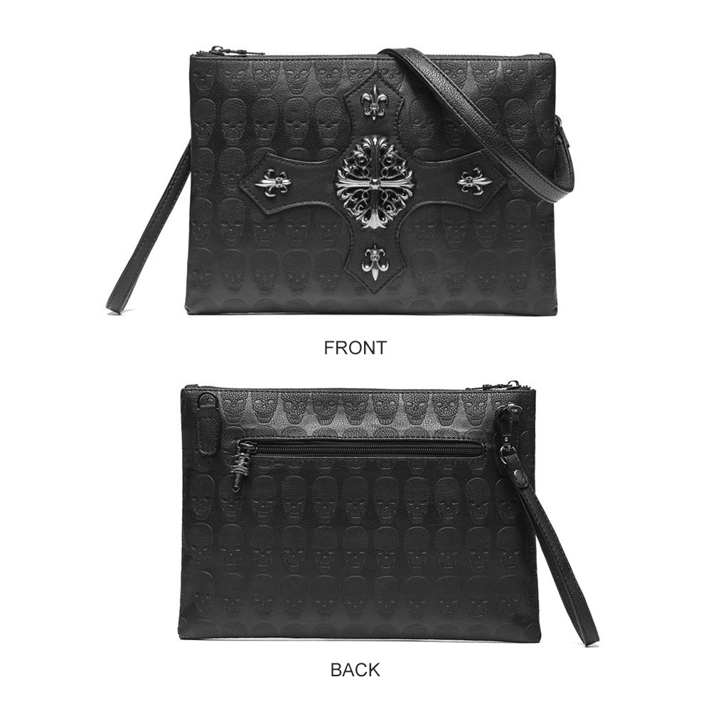 2WAY 革 セカンド バッグ メンズ バッグ [クラッチ ショルダー 肩掛け 結婚式 バッグ] B5 6枚カード収納9.7インチのipad収納可 手持ちバッグ ビジネス カジュアル フォーマル 冠婚葬祭 紳士用 男性用 黒（8912） 1