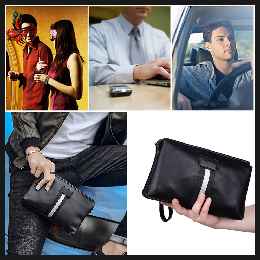 Whatna 2way革 ミニセカンドバッグ メンズ クラッチ バッグ 小さい ビジネスバッグ 皮 3室の仕切 大容量 カジュアル フォーマル 冠婚葬祭 結婚式 紳士用 男性用 黒（SZB-63） 6