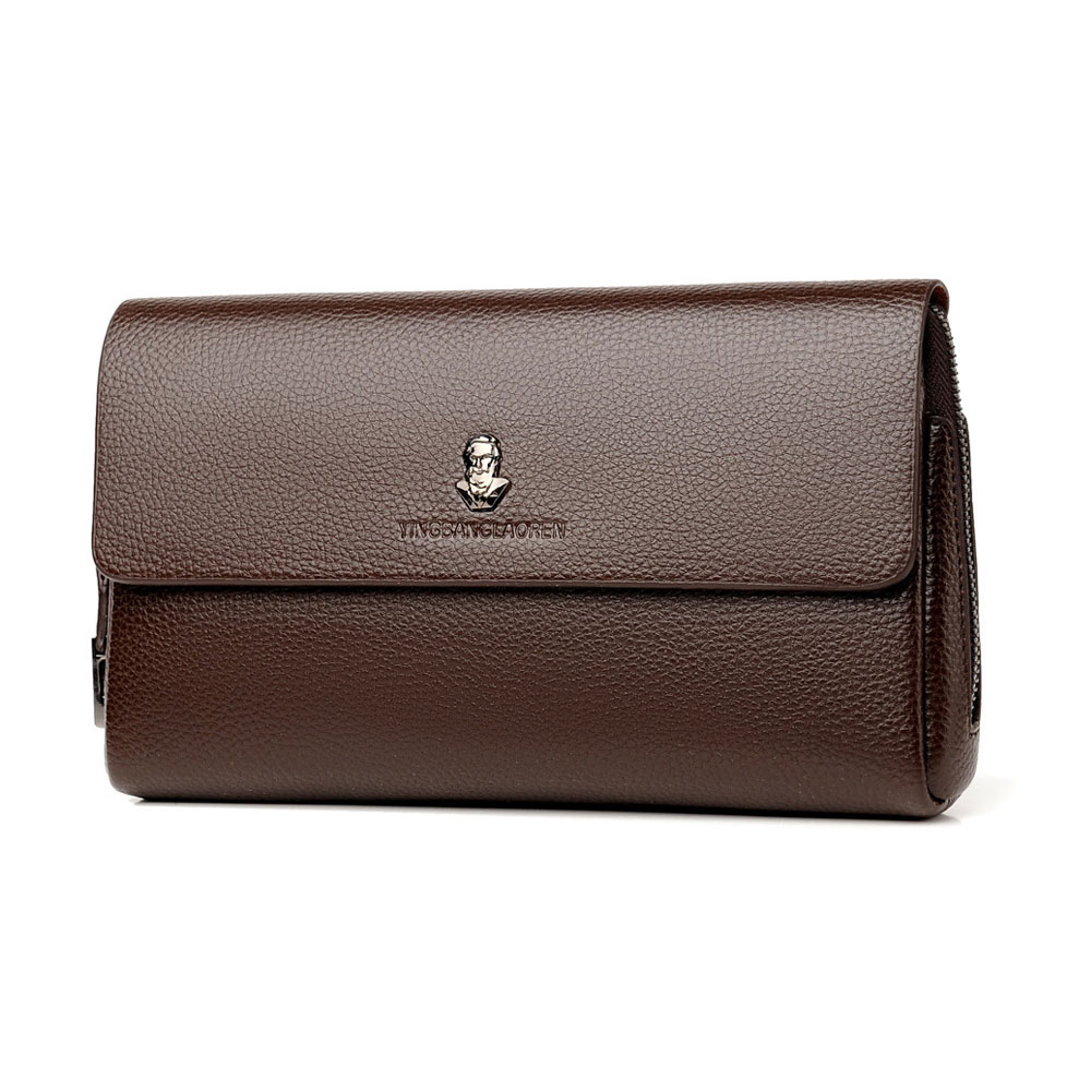 Whatna 2way ミニセカンドバッグ メンズ バッグ 小銭入れあり 6枚カード収納 安全防犯ロック付 盗難防止 小さめ クラッチバッグ 長財布 革 手持ちバッグ メンズ ポーチ 男性用 紳士用 結婚式 冠婚葬祭 黒 ブラウン L1636 1