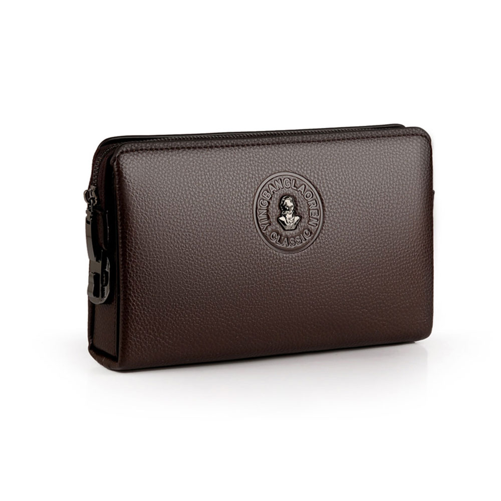 Whatnaミニセカンドバッグ メンズ バッグ 12枚カード収納 パスワードロックボタン 盗難防止 小さめ クラッチバッグ 長財布 革 手持ちバッグ メンズ ポーチ 男性用 紳士用 結婚式 冠婚葬祭 黒 ブラウン L3070 1