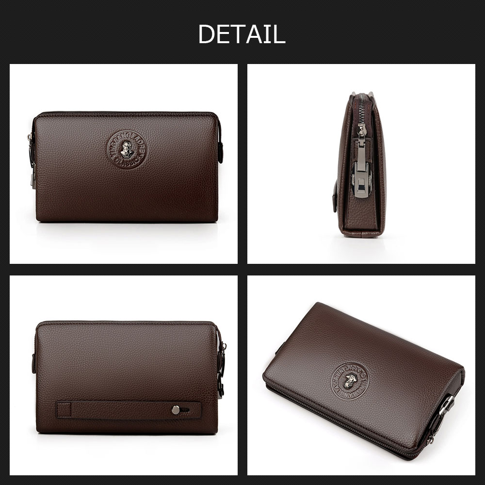 Whatnaミニセカンドバッグ メンズ バッグ 12枚カード収納 パスワードロックボタン 盗難防止 小さめ クラッチバッグ 長財布 革 手持ちバッグ メンズ ポーチ 男性用 紳士用 結婚式 冠婚葬祭 黒 ブラウン L3070 2