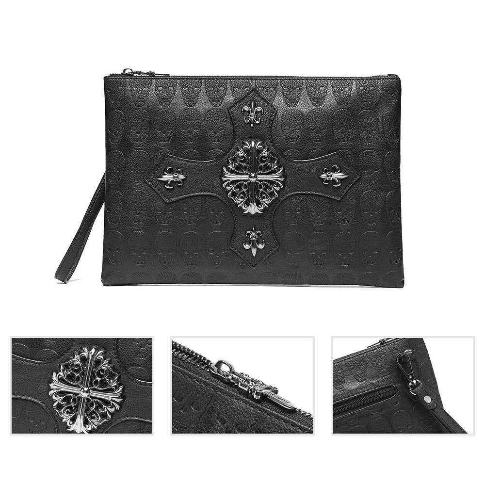 2WAY 革 セカンド バッグ メンズ バッグ [クラッチ ショルダー 肩掛け 結婚式 バッグ] B5 6枚カード収納9.7インチのipad収納可 手持ちバッグ ビジネス カジュアル フォーマル 冠婚葬祭 紳士用 男性用 黒（8912） 3