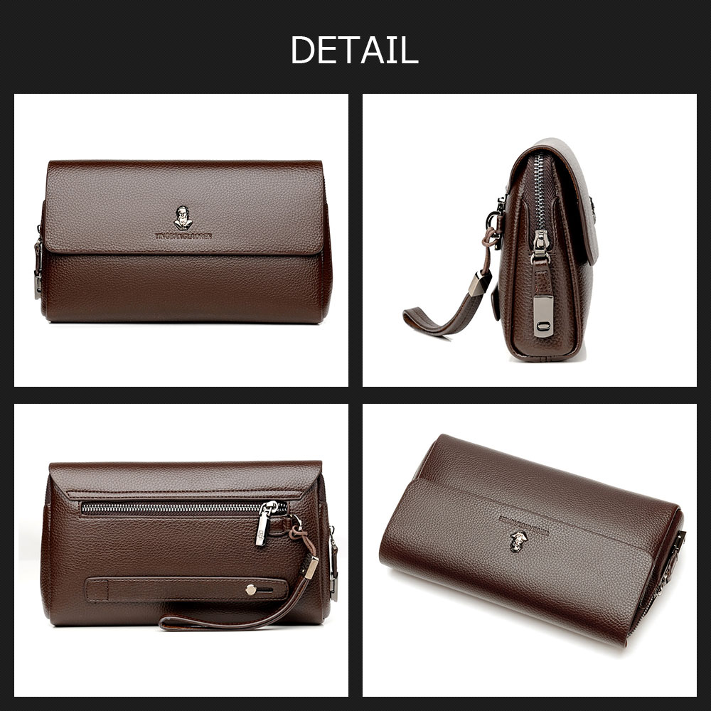 Whatna 2way ミニセカンドバッグ メンズ バッグ 小銭入れあり 6枚カード収納 安全防犯ロック付 盗難防止 小さめ クラッチバッグ 長財布 革 手持ちバッグ メンズ ポーチ 男性用 紳士用 結婚式 冠婚葬祭 黒 ブラウン L1636 2