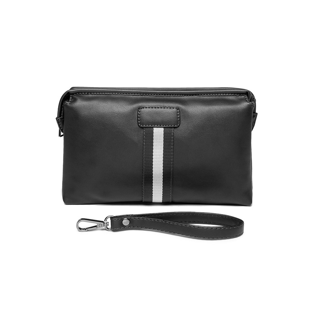 Whatna 2way革 ミニセカンドバッグ メンズ クラッチ バッグ 小さい ビジネスバッグ 皮 3室の仕切 大容量 カジュアル フォーマル 冠婚葬祭 結婚式 紳士用 男性用 黒（SZB-63） 0