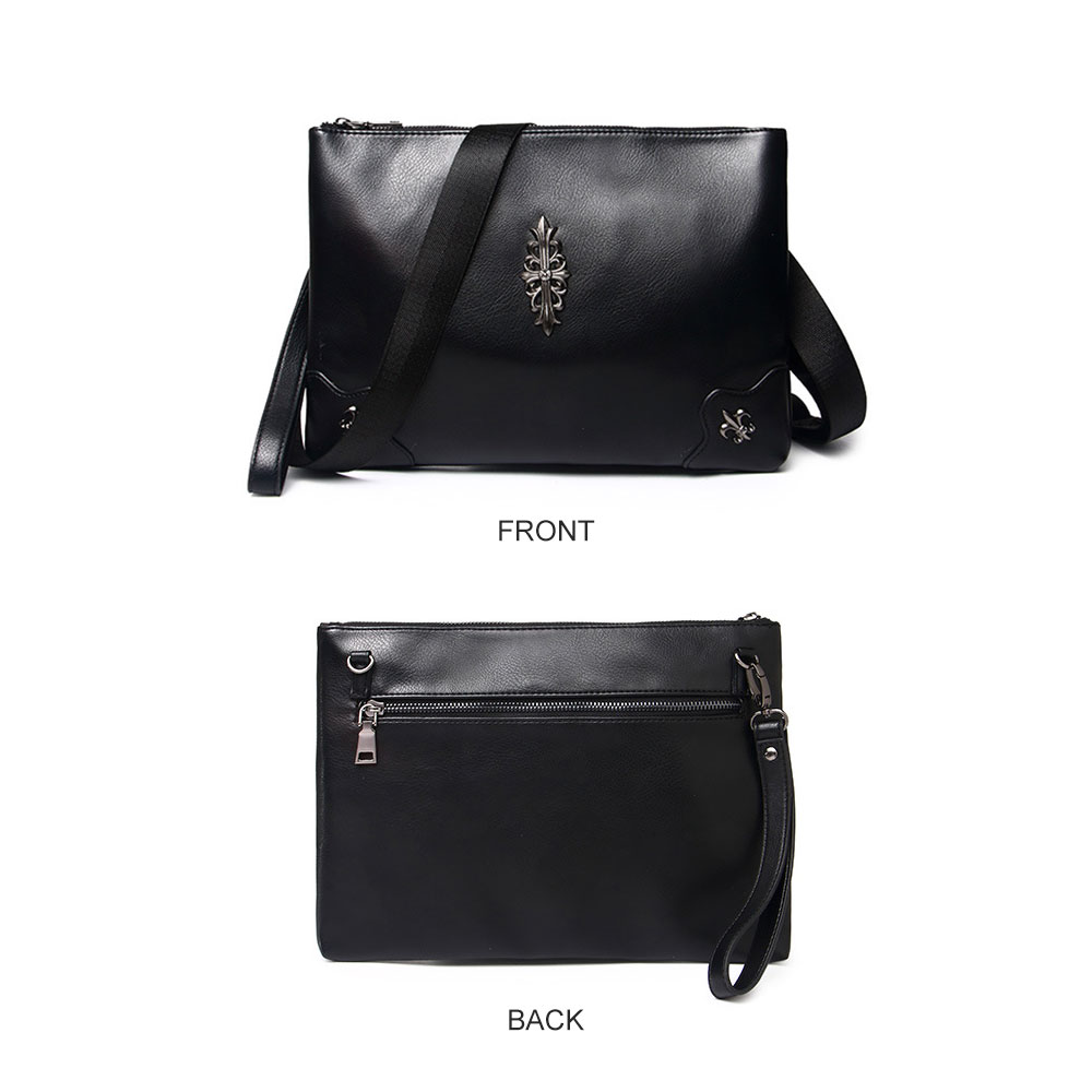 whatna 2WAYカッコいい セカンド バッグ メンズ バッグ [クラッチ ショルダー 肩掛け] A4皮 革 レザー手持ちバッグ  ビジネス カジュアル フォーマル 冠婚葬祭 結婚式 バッグ紳士用 男性用 黒-932 1