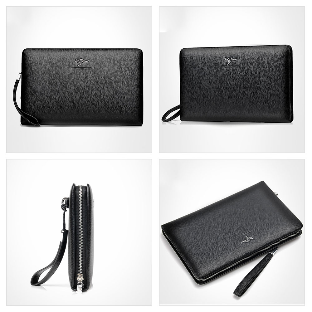 Whatna 2way革 セカンドバッグ メンズ バッグ 16枚カード収納 B5  ipad 10.5収納可 3室仕切 カジュアル フォーマル 冠婚葬祭 結婚式 バッグ クラッチ 男性 手持ちバッグ 紳士用 男性用 黑 6680 2