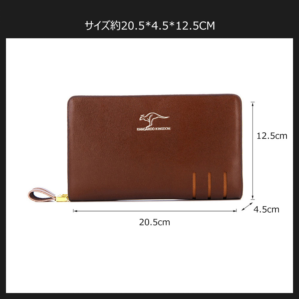 Whatna 2way 牛革 ミニセカンドバッグ メンズ バッグ ダブルファスナー 6枚カード収納 本革 本皮 小さめ クラッチバッグ 長財布 手持ちバッグ 男性用 紳士用 結婚式 冠婚葬祭 バッグ 黒 ブラウン DS-301 3