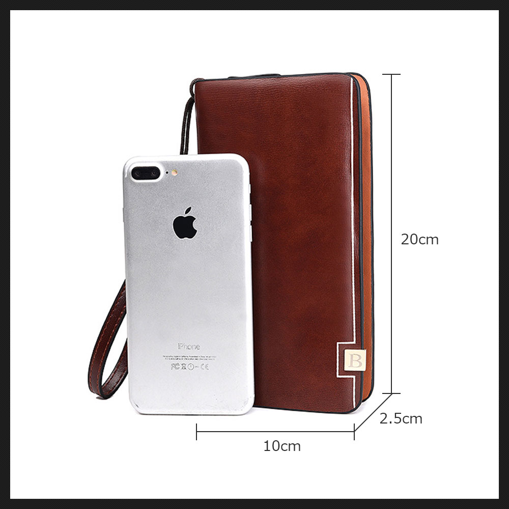 Whatna 2way 革  ミニセカンドバッグ メンズ バッグ 8枚カード収納 小銭入れ 小さめ クラッチバッグ 長財布 手持ちバッグ 男性用 紳士用 結婚式 バッグ 冠婚葬祭 黒ブラウン 8115 6