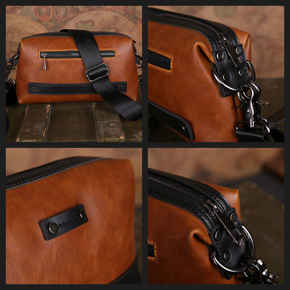 Whatna 2way ショルダーバッグ メンズ バッグ セカンド バッグ 小さめ iPad mini収納可 合成皮革 斜めがけ バッグ 男性用 紳士用 ブラウン(JX8007) 5