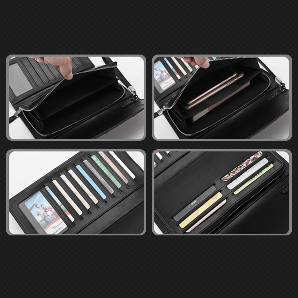 Whatna 2way 革 クロコダイル型押し ミニセカンドバッグ メンズ バッグ 15枚カード収納 長財布 小さめ クラッチバッグ 手持ちバッグ 男性用 紳士用 結婚式 バッグ 冠婚葬祭 黒 ブラウン 696 4