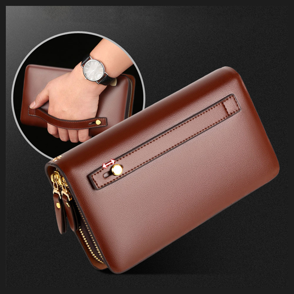 Whatnaミニセカンドバッグ メンズ バッグ 14枚カード収納 小さめ クラッチバッグ 長財布 革 手持ちバッグ メンズ ポーチ 男性用 紳士用 結婚式 冠婚葬祭 黒 ブラウン A718 6