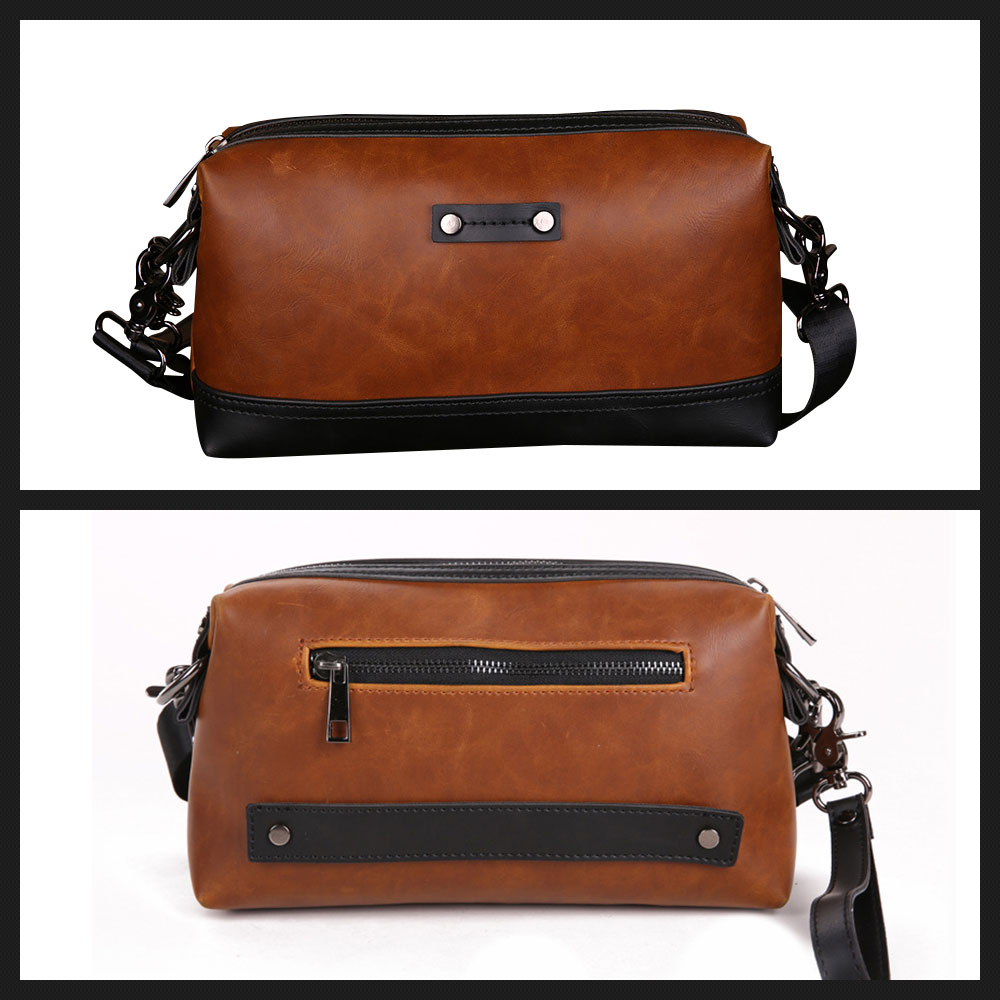 Whatna 2way ショルダーバッグ メンズ バッグ セカンド バッグ 小さめ iPad mini収納可 合成皮革 斜めがけ バッグ 男性用 紳士用 ブラウン(JX8007) 3