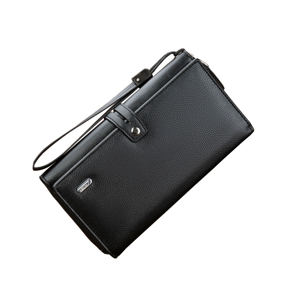 Whatnaミニセカンドバッグ メンズ バッグ 18枚カード収納 小さめ クラッチバッグ 長財布 革 手持ちバッグ メンズ ポーチ 男性用 紳士用 結婚式 冠婚葬祭 黒 ブラウン B807 1