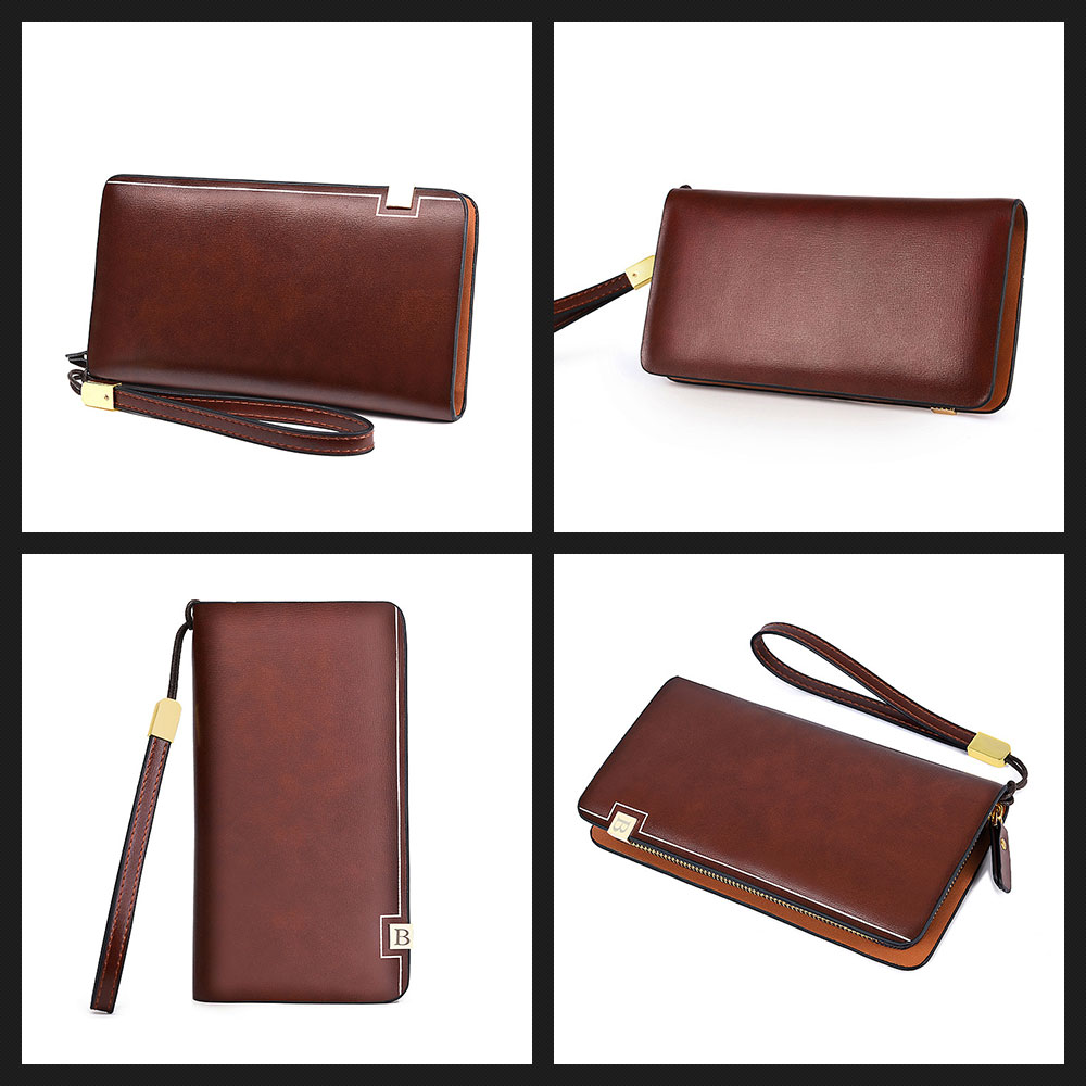 Whatna 2way 革  ミニセカンドバッグ メンズ バッグ 8枚カード収納 小銭入れ 小さめ クラッチバッグ 長財布 手持ちバッグ 男性用 紳士用 結婚式 バッグ 冠婚葬祭 黒ブラウン 8115 5