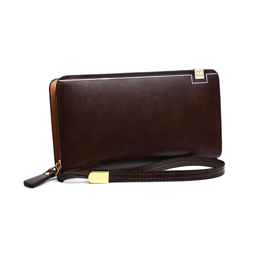 Whatna 2way 革  ミニセカンドバッグ メンズ バッグ 8枚カード収納 小銭入れ 小さめ クラッチバッグ 長財布 手持ちバッグ 男性用 紳士用 結婚式 バッグ 冠婚葬祭 黒ブラウン 8115 2