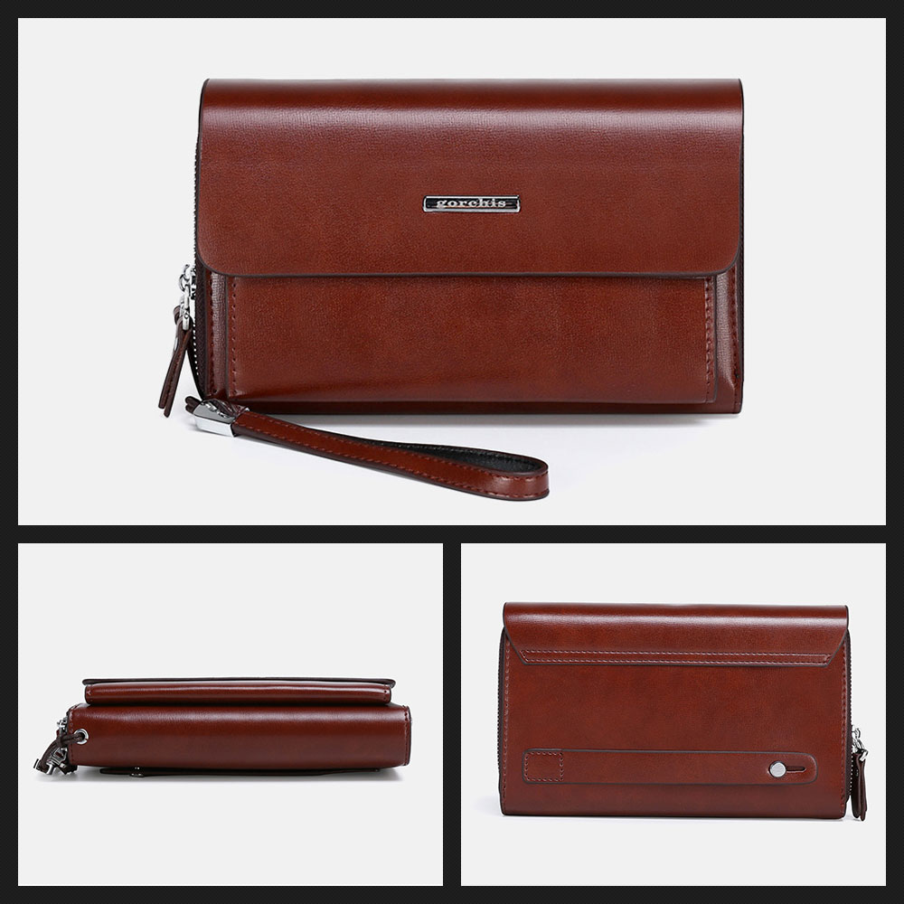 Whatna ミニセカンドバッグ メンズ バッグ 18枚カード収納 小さめ クラッチバッグ 長財布 革 手持ちバッグ メンズ ポーチ 男性用 紳士用 結婚式 冠婚葬祭 黒 ブラウン 1190 4