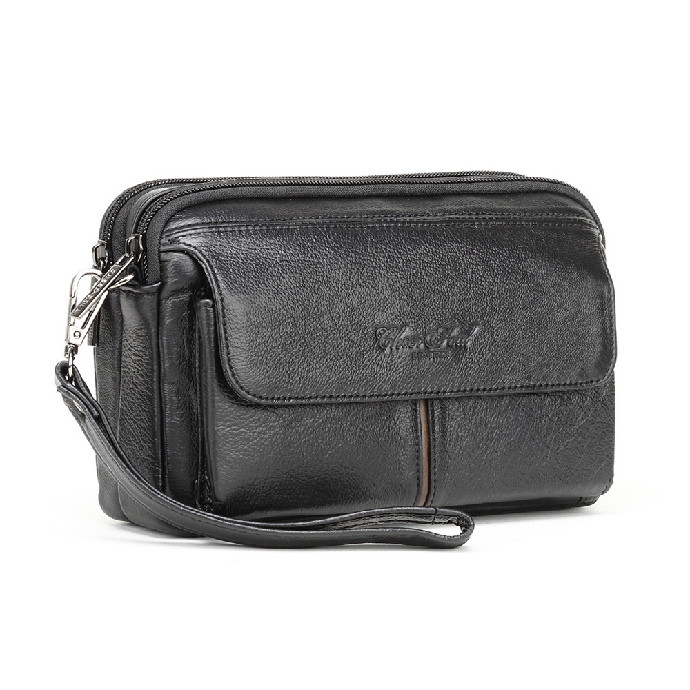 Whatna 2WAY牛革 ミニセカンドバッグ メンズ クラッチ バッグ 2室仕切 本革 本皮 カジュアル フォーマル 冠婚葬祭 結婚式 バッグ紳士用 男性用 黑 ブラウン 3