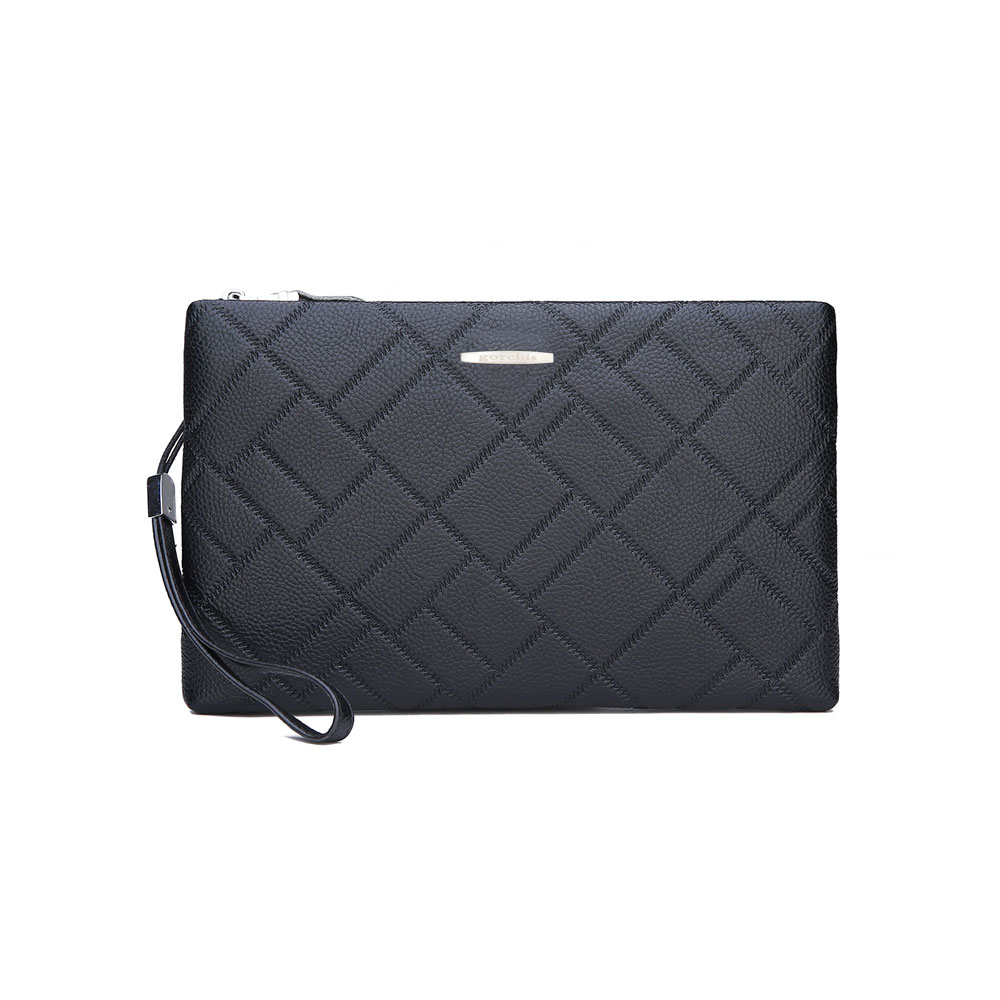 Whatna 2way革 セカンドバッグ メンズ クラッチ バッグB5 9.7インチのipad収納可 6枚カード収納 小銭入 カジュアル フォーマル 冠婚葬祭 結婚式 バッグ紳士用 男性用 黑 A66-1 4