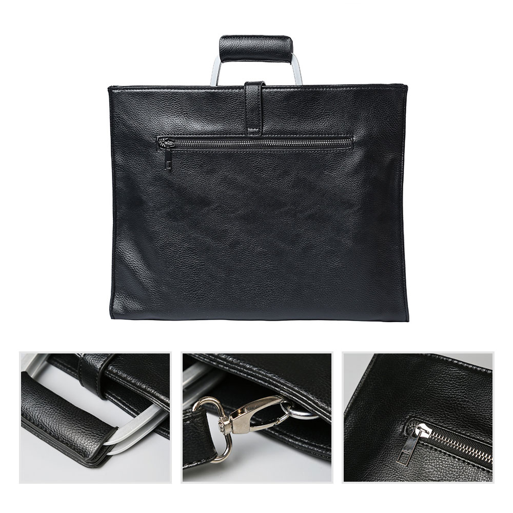 Whatna 2WAY 革  セカンド バッグ メンズ バッグ [クラッチ ショルダー 肩掛け 結婚式 バッグ] A4 13.3IPAD AIR収納可 手持ちバッグ ビジネス カジュアル フォーマル 冠婚葬祭 紳士用 男性用 黒B09 3