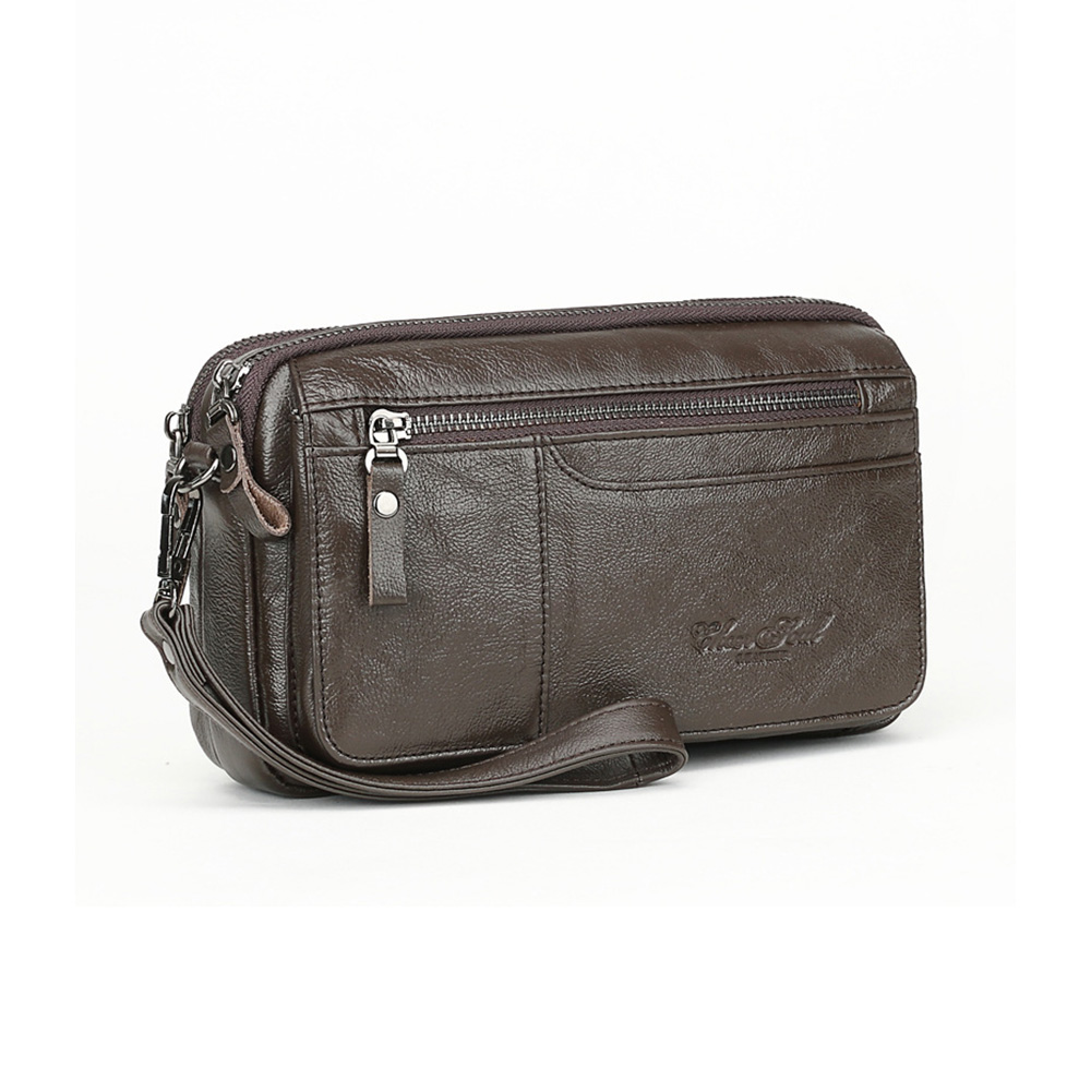 Whatna 2WAY牛革 ミニセカンドバッグ メンズ クラッチ バッグ 2室仕切 本革 本皮 カジュアル フォーマル 冠婚葬祭 結婚式 バッグ紳士用 男性用 黑 ブラウン 6