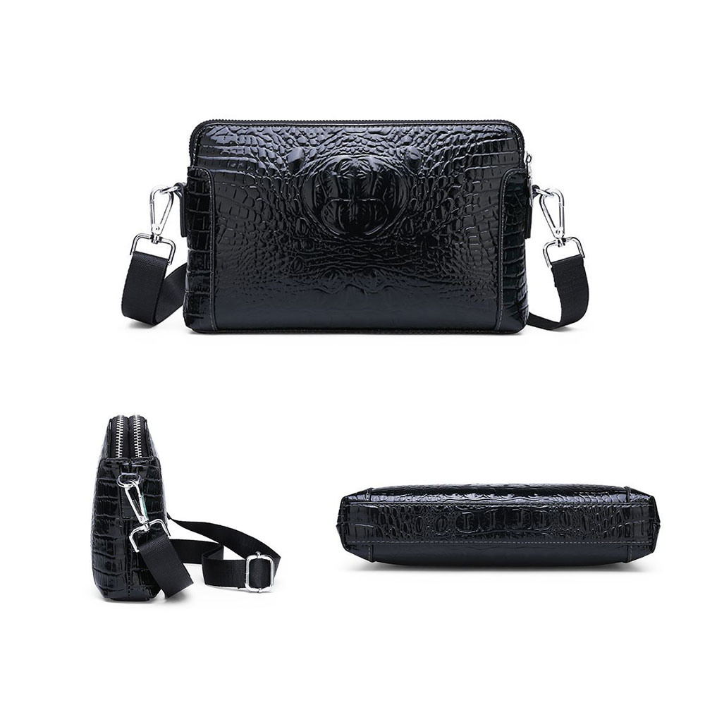 Whatna 革 セカンド バッグ メンズ バッグ [クラッチ ショルダー 肩掛け 結婚式 バッグ] 6枚カード収納 2室仕切 手持ちバッグ ビジネス カジュアル フォーマル 冠婚葬祭 紳士用 男性用 黒 ブルー（chi8816） 3