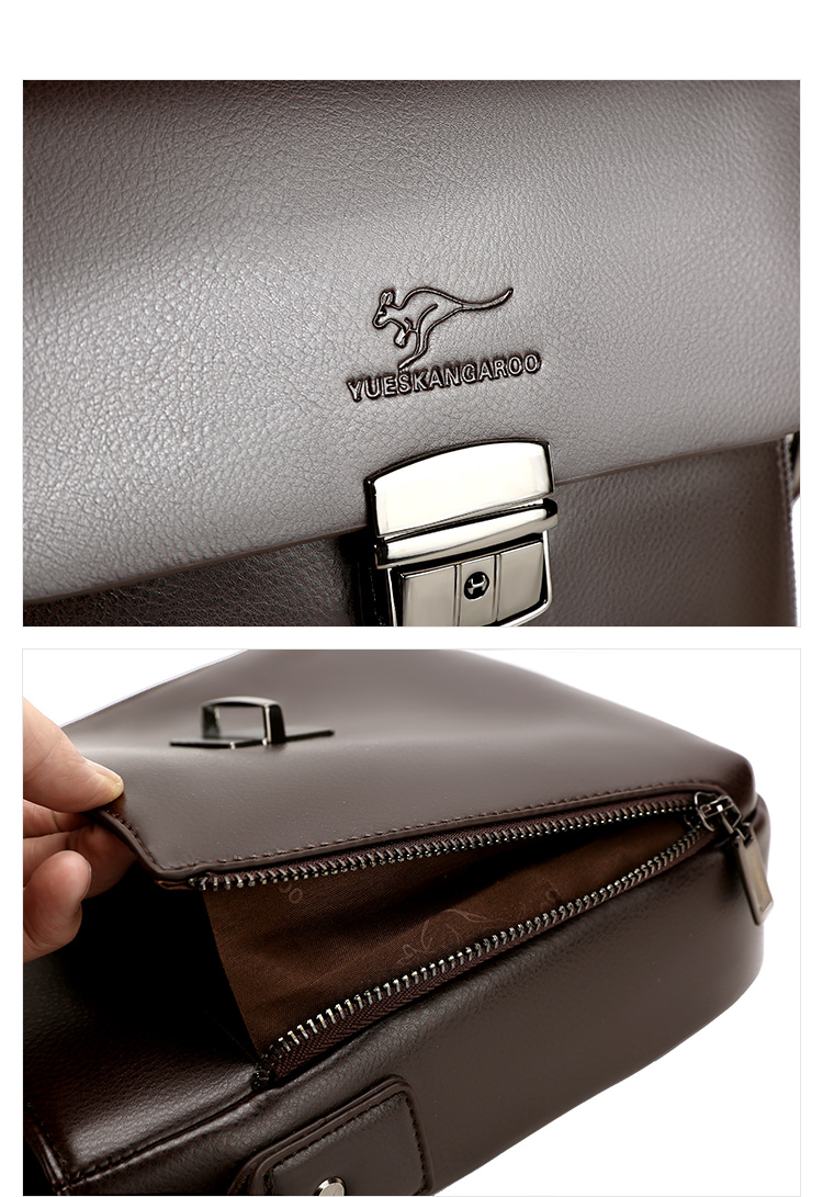 Whatnaフラップ ショルダーバッグ メンズ  パスワードロックボタング付 10.5インチIPAD収納可 大容量 盗難防止 革 ビジネス 通勤 通学 斜めがけバッグ メッセンジャーバッグ 軽量 実用 自転車 かばん男性用 ブラウン 黒（HA070） 8