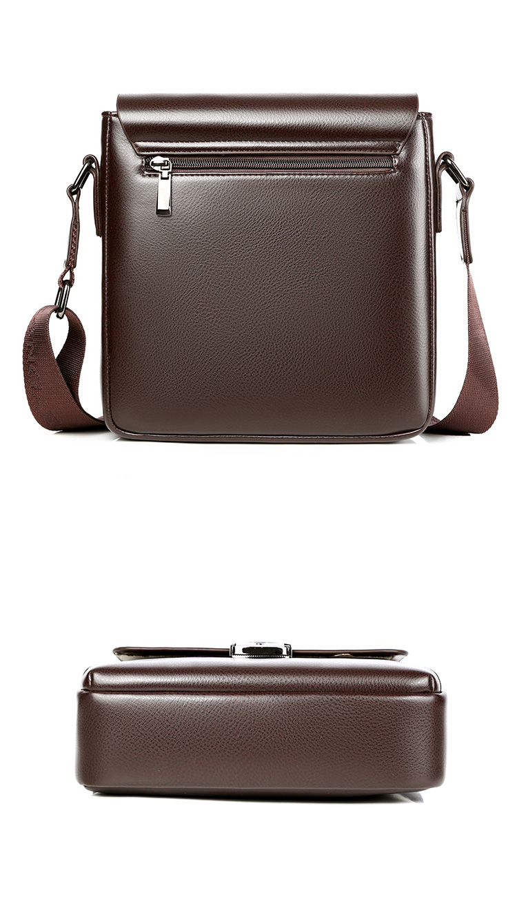 Whatnaフラップ ショルダーバッグ メンズ  パスワードロックボタング付 10.5インチIPAD収納可 大容量 盗難防止 革 ビジネス 通勤 通学 斜めがけバッグ メッセンジャーバッグ 軽量 実用 自転車 かばん男性用 ブラウン 黒（HA070） 3