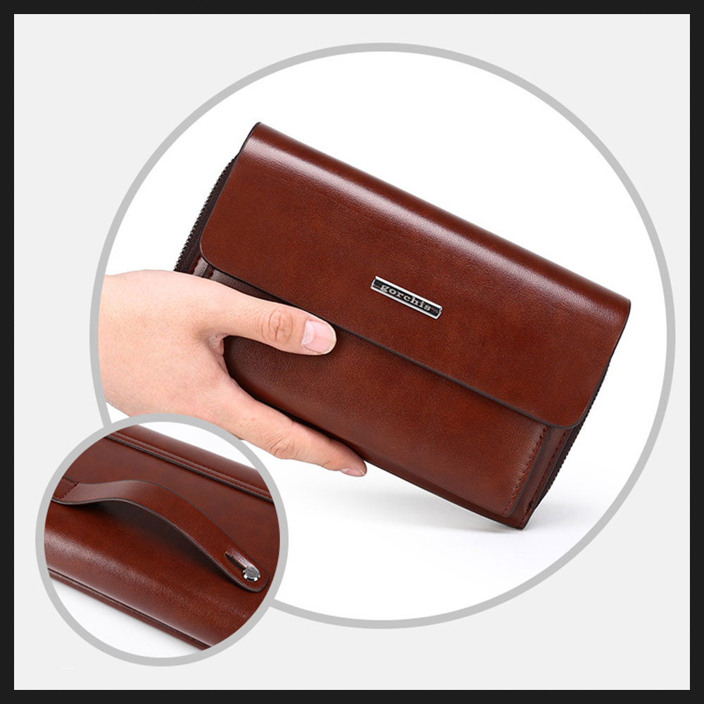 Whatna ミニセカンドバッグ メンズ バッグ 18枚カード収納 小さめ クラッチバッグ 長財布 革 手持ちバッグ メンズ ポーチ 男性用 紳士用 結婚式 冠婚葬祭 黒 ブラウン 1190 8