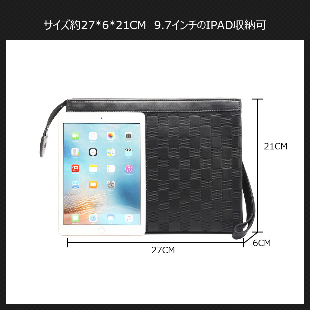 Whatna 2way セカンドバッグ メンズ クラッチ バッグB5 9.7インチのipad収納可 8枚カード収納 小銭入 カジュアル フォーマル 冠婚葬祭 結婚式 バッグ紳士用 男性用 黑 FL520 4