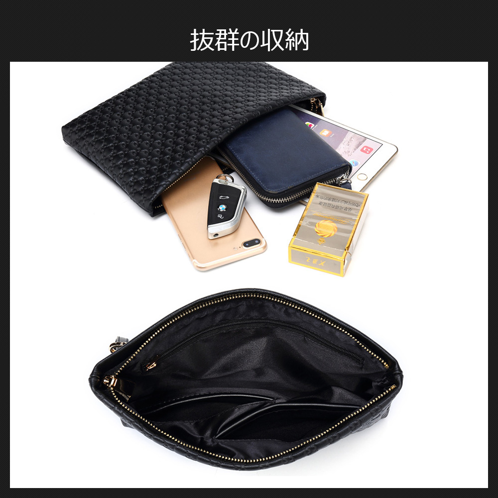 Whatna 2way牛革 セカンドバッグ メンズ クラッチ バッグ 本革 B5 9.7インチのipad収納可 カジュアル フォーマル 冠婚葬祭 結婚式 バッグ紳士用 男性用 黑 8