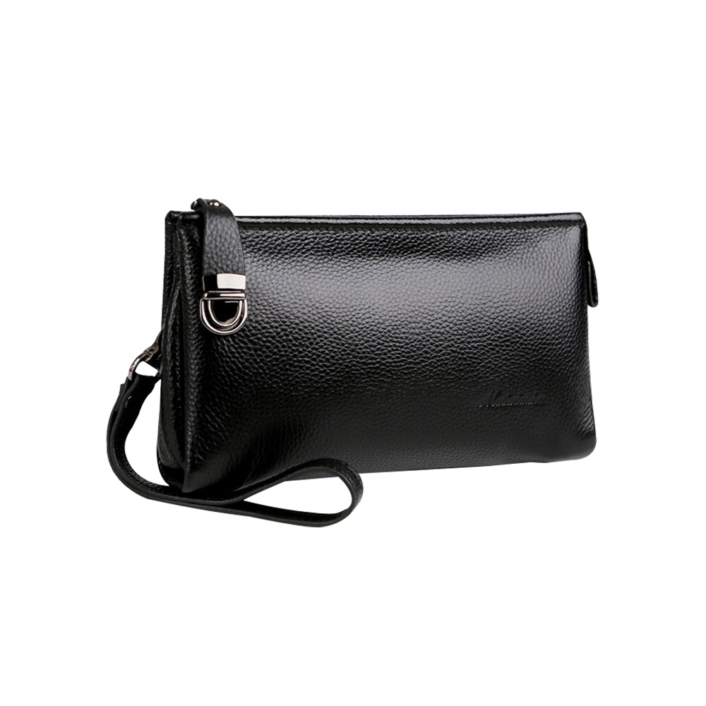 Whatna牛革ミニセカンドバッグ メンズ バッグ 12枚カード収納  盗難防止 本革小さめ クラッチバッグ 長財布 革 手持ちバッグ メンズ ポーチ 男性用 紳士用 結婚式 バッグ冠婚葬祭 黒 ブラウン 2018 0