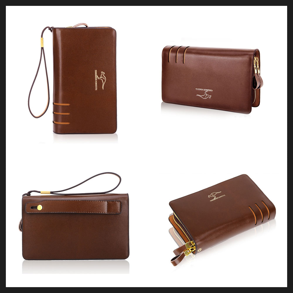 Whatna 2way 牛革 ミニセカンドバッグ メンズ バッグ ダブルファスナー 6枚カード収納 本革 本皮 小さめ クラッチバッグ 長財布 手持ちバッグ 男性用 紳士用 結婚式 冠婚葬祭 バッグ 黒 ブラウン DS-301 2