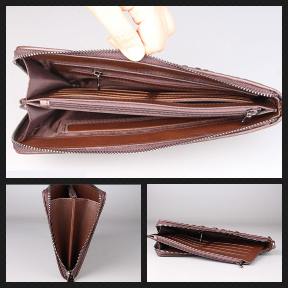 Whatna 2way 牛革 クロコダイル型押しミニセカンドバッグ メンズ バッグ 16枚カード収納 2室仕切 本革 本皮 小さめ クラッチバッグ手持ちバッグ 男性用 紳士用 カジュアル フォーマル 結婚式バッグ 冠婚葬祭 黒 ブラウン 8886 5