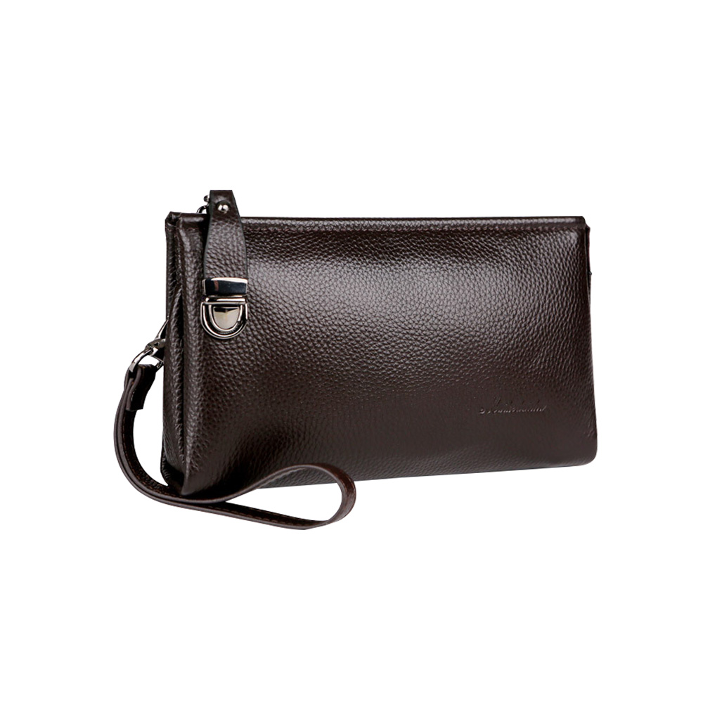 Whatna牛革ミニセカンドバッグ メンズ バッグ 12枚カード収納  盗難防止 本革小さめ クラッチバッグ 長財布 革 手持ちバッグ メンズ ポーチ 男性用 紳士用 結婚式 バッグ冠婚葬祭 黒 ブラウン 2018 1