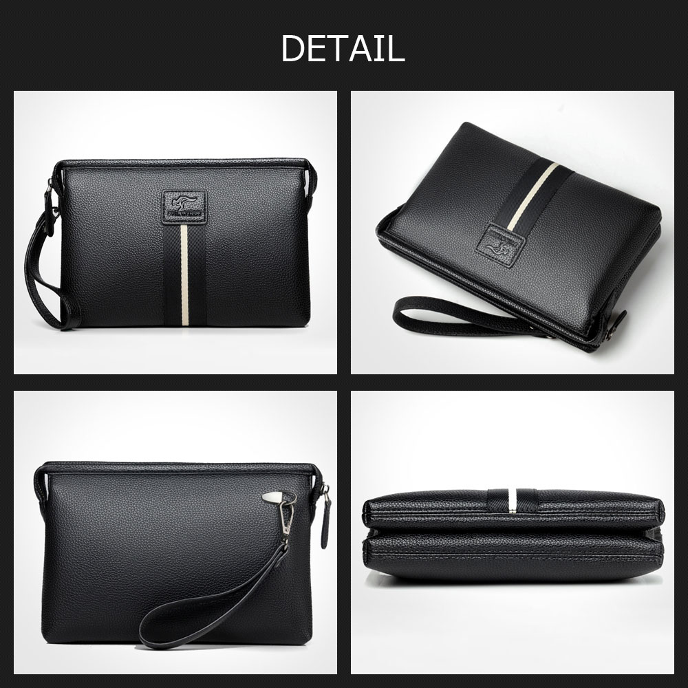 Whatna 2way ミニセカンドバッグ メンズ バッグ 2室仕様 小銭入れあり 6枚カード収納 小さめ クラッチバッグ 長財布 革 手持ちバッグ メンズ ポーチ 男性用 紳士用 結婚式 冠婚葬祭 黒 ブラウン BL888 3