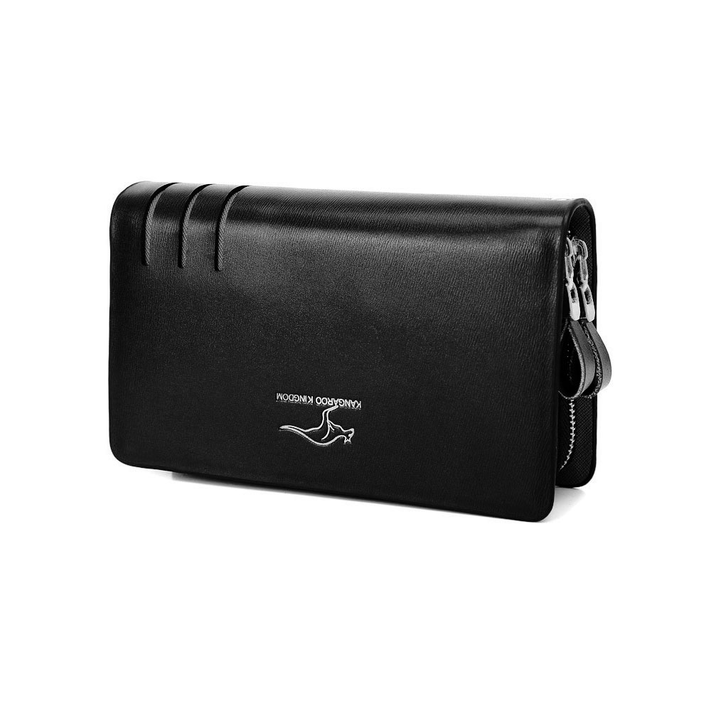 Whatna 2way 牛革 ミニセカンドバッグ メンズ バッグ ダブルファスナー 6枚カード収納 本革 本皮 小さめ クラッチバッグ 長財布 手持ちバッグ 男性用 紳士用 結婚式 冠婚葬祭 バッグ 黒 ブラウン DS-301 0