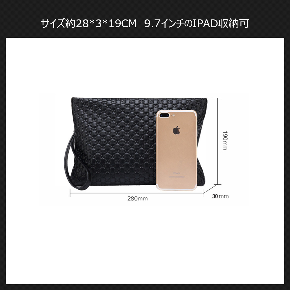 Whatna 2way牛革 セカンドバッグ メンズ クラッチ バッグ 本革 B5 9.7インチのipad収納可 カジュアル フォーマル 冠婚葬祭 結婚式 バッグ紳士用 男性用 黑 7