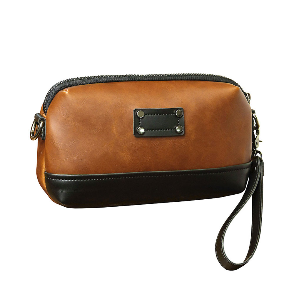 Whatna 2way ショルダーバッグ メンズ バッグ セカンド バッグ 小さめ iPad mini収納可 合成皮革 斜めがけ バッグ 男性用 紳士用 ブラウン(JX8007) 1