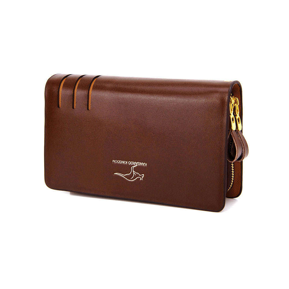 Whatna 2way 牛革 ミニセカンドバッグ メンズ バッグ ダブルファスナー 6枚カード収納 本革 本皮 小さめ クラッチバッグ 長財布 手持ちバッグ 男性用 紳士用 結婚式 冠婚葬祭 バッグ 黒 ブラウン DS-301 1