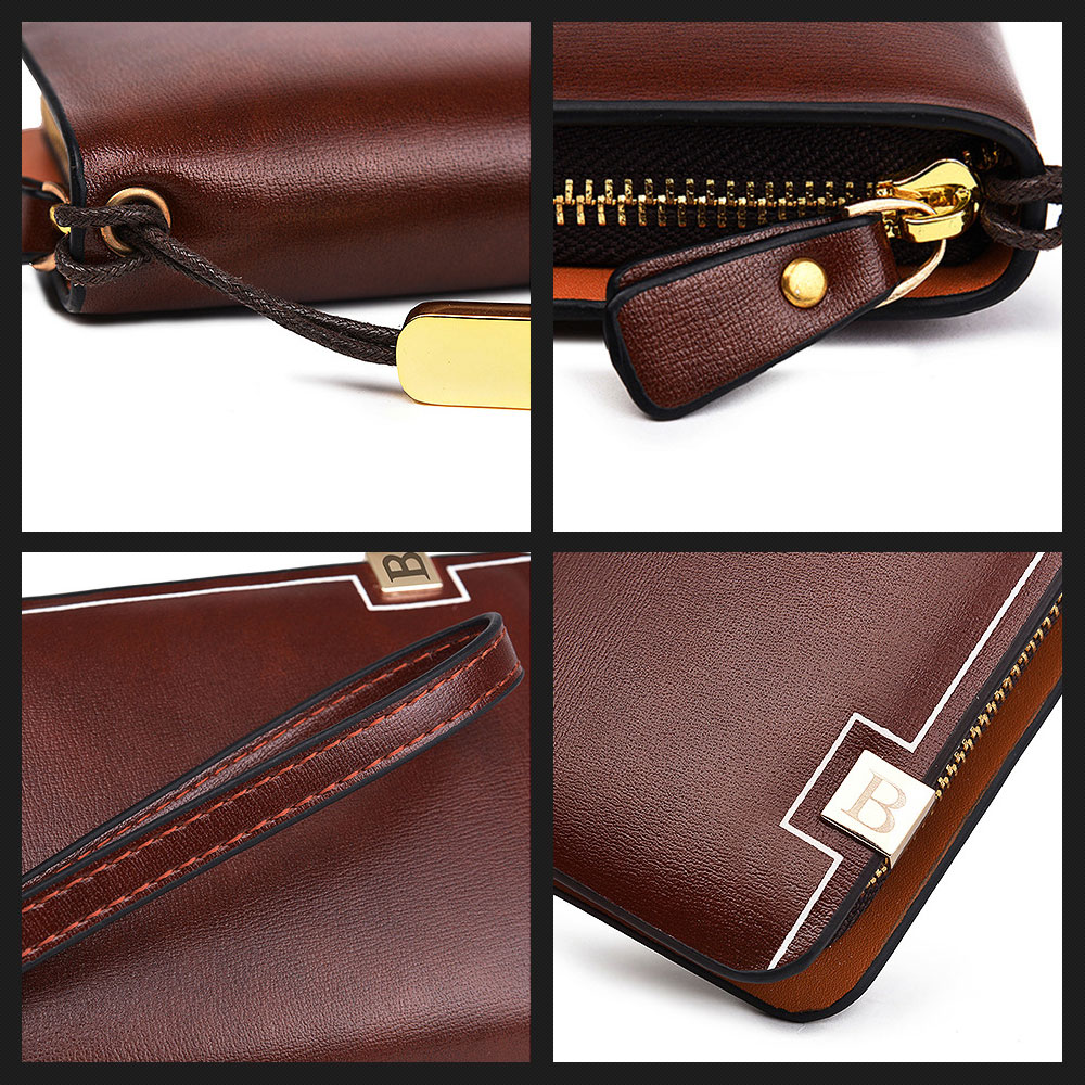 Whatna 2way 革  ミニセカンドバッグ メンズ バッグ 8枚カード収納 小銭入れ 小さめ クラッチバッグ 長財布 手持ちバッグ 男性用 紳士用 結婚式 バッグ 冠婚葬祭 黒ブラウン 8115 8