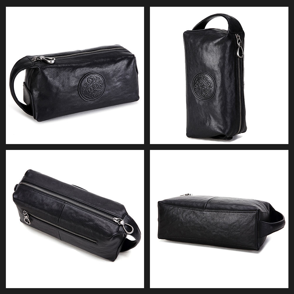 Whatna 2WAYハンドル 牛革 ミニセカンドバッグ メンズ クラッチ バッグ ボックス型 本革6枚カード収納 カジュアル フォーマル 冠婚葬祭 結婚式 バッグ紳士用 男性用 黑 SE8013-1 1