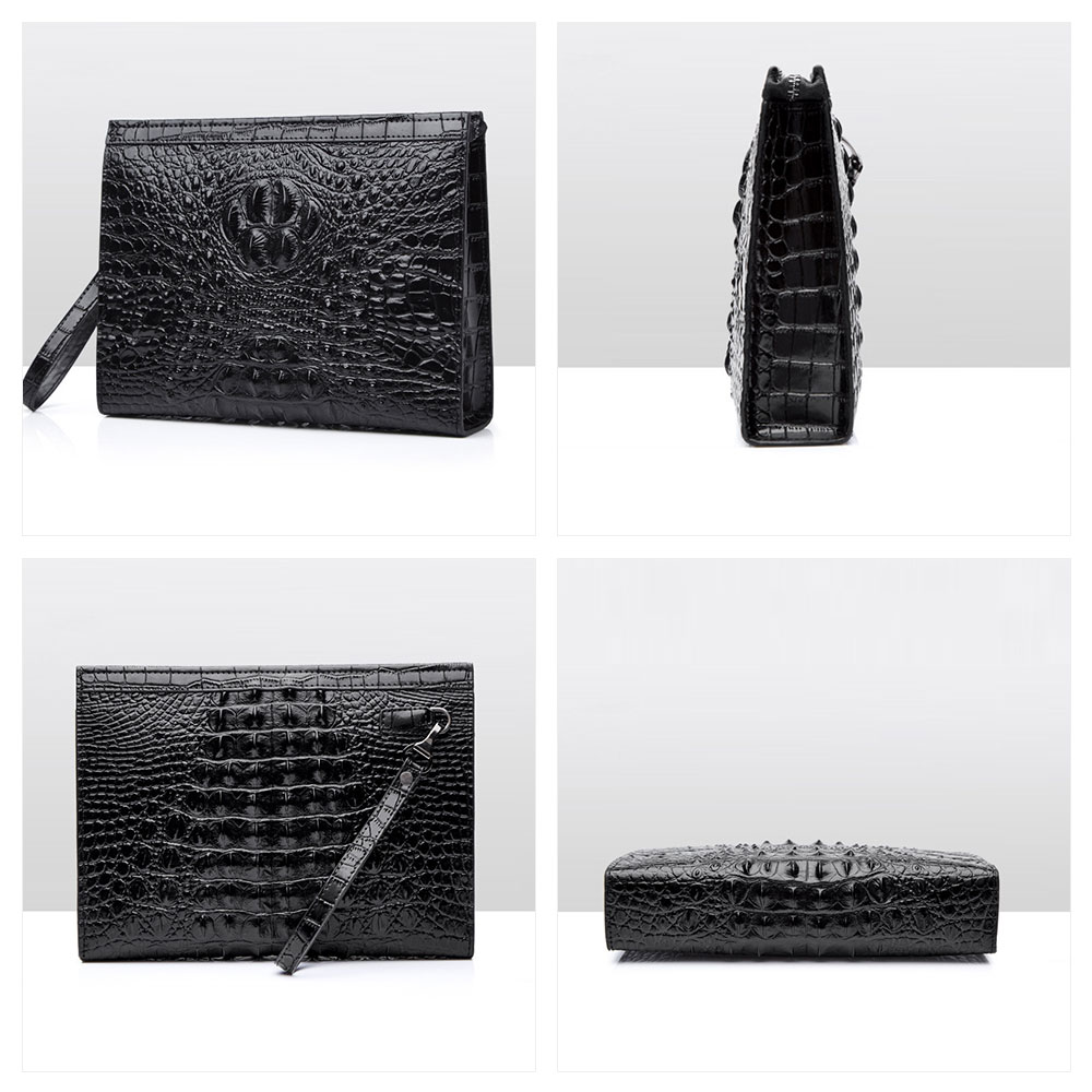 Whatna 2way革 クロコダイル型押し セカンドバッグ メンズ クラッチ バッグ6枚カード収納 小銭入 カジュアル フォーマル 冠婚葬祭 結婚式 バッグ紳士用 男性用 黑 ブラウン(712) 2