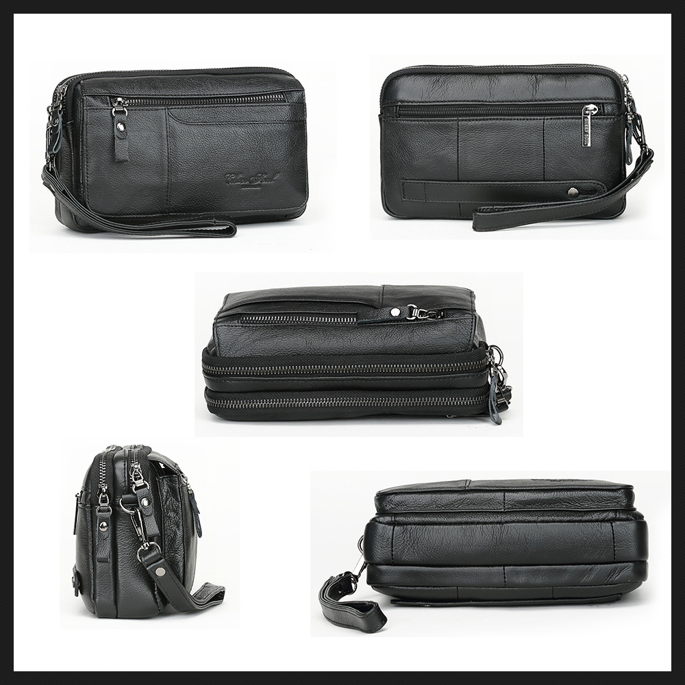 Whatna 2WAY牛革 ミニセカンドバッグ メンズ クラッチ バッグ 2室仕切 本革 本皮 カジュアル フォーマル 冠婚葬祭 結婚式 バッグ紳士用 男性用 黑 ブラウン 7