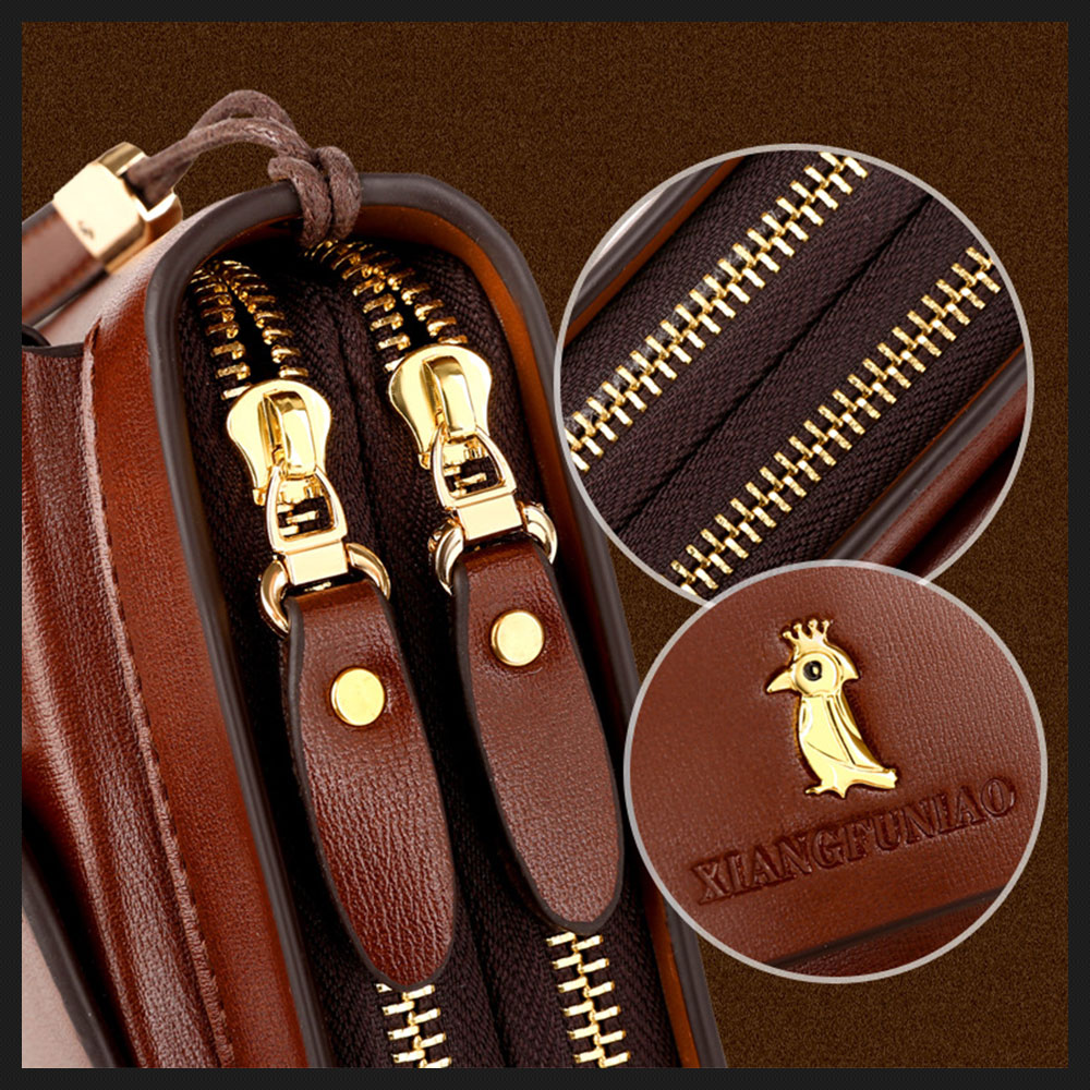 Whatnaミニセカンドバッグ メンズ バッグ 14枚カード収納 小さめ クラッチバッグ 長財布 革 手持ちバッグ メンズ ポーチ 男性用 紳士用 結婚式 冠婚葬祭 黒 ブラウン A718 9