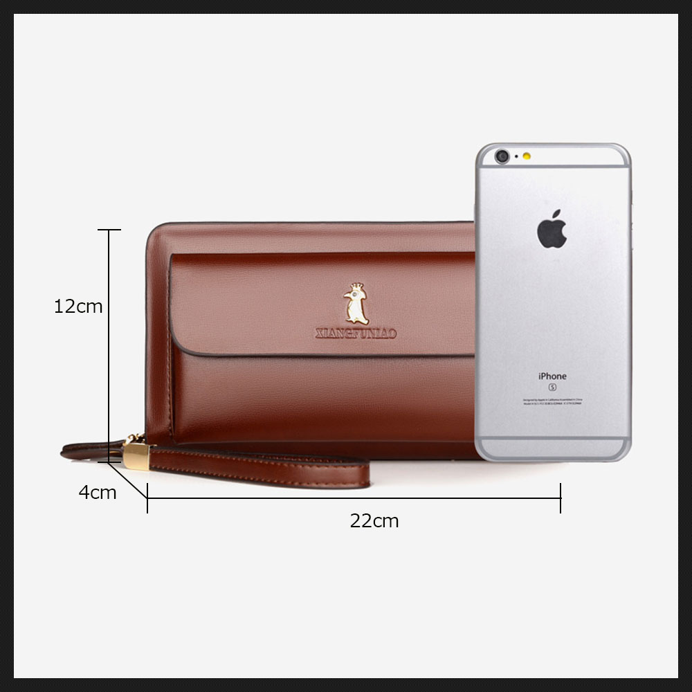 Whatnaミニセカンドバッグ メンズ バッグ 14枚カード収納 小さめ クラッチバッグ 長財布 革 手持ちバッグ メンズ ポーチ 男性用 紳士用 結婚式 冠婚葬祭 黒 ブラウン A718 4